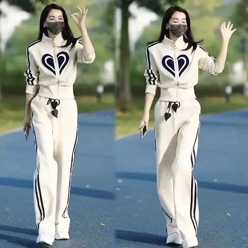 

Women's Tracksuit 2025 Spring Autumn New Casual Fashion Of Versatile Suit Loose Coat Top Pants Two Piece Sets Plus Size Clothing