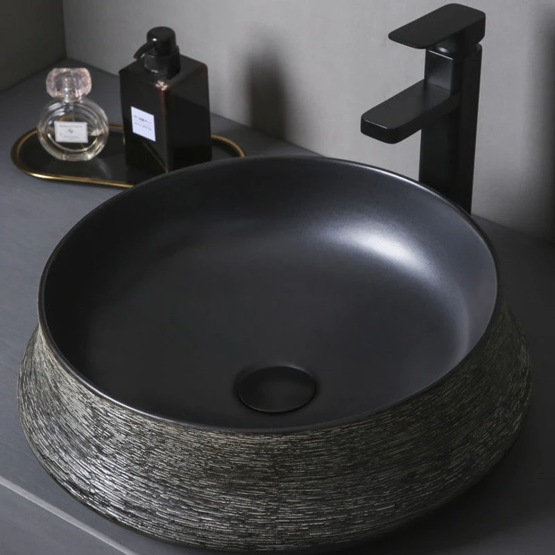 

Black Ceramic Household Bathroom Sinks Bathroom Washbasins Outdoor Table Basin Kitchen Sink Single Basin Balcony Water Basin