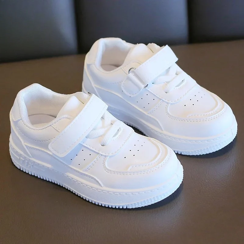 

2025 Kids White Sneakers, Leather Casual Shoes for Boys & Girls, Soft Sole Toddler Sport Shoes