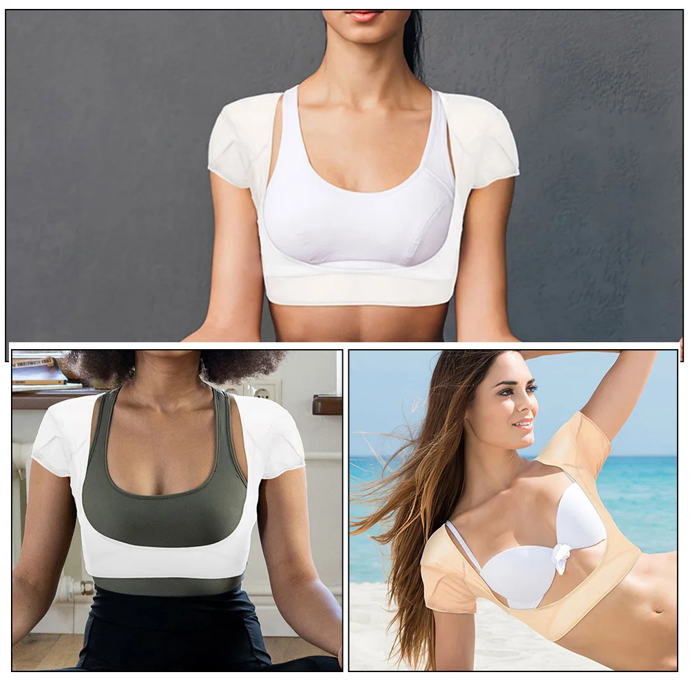 2 قطعة سترة تحت الإبط النساء قابل للغسل تنفس مقاومة للعرق قميص لفصل الصيف في الهواء الطلق الجري تجريب الإبط وسادة عرق قميص
