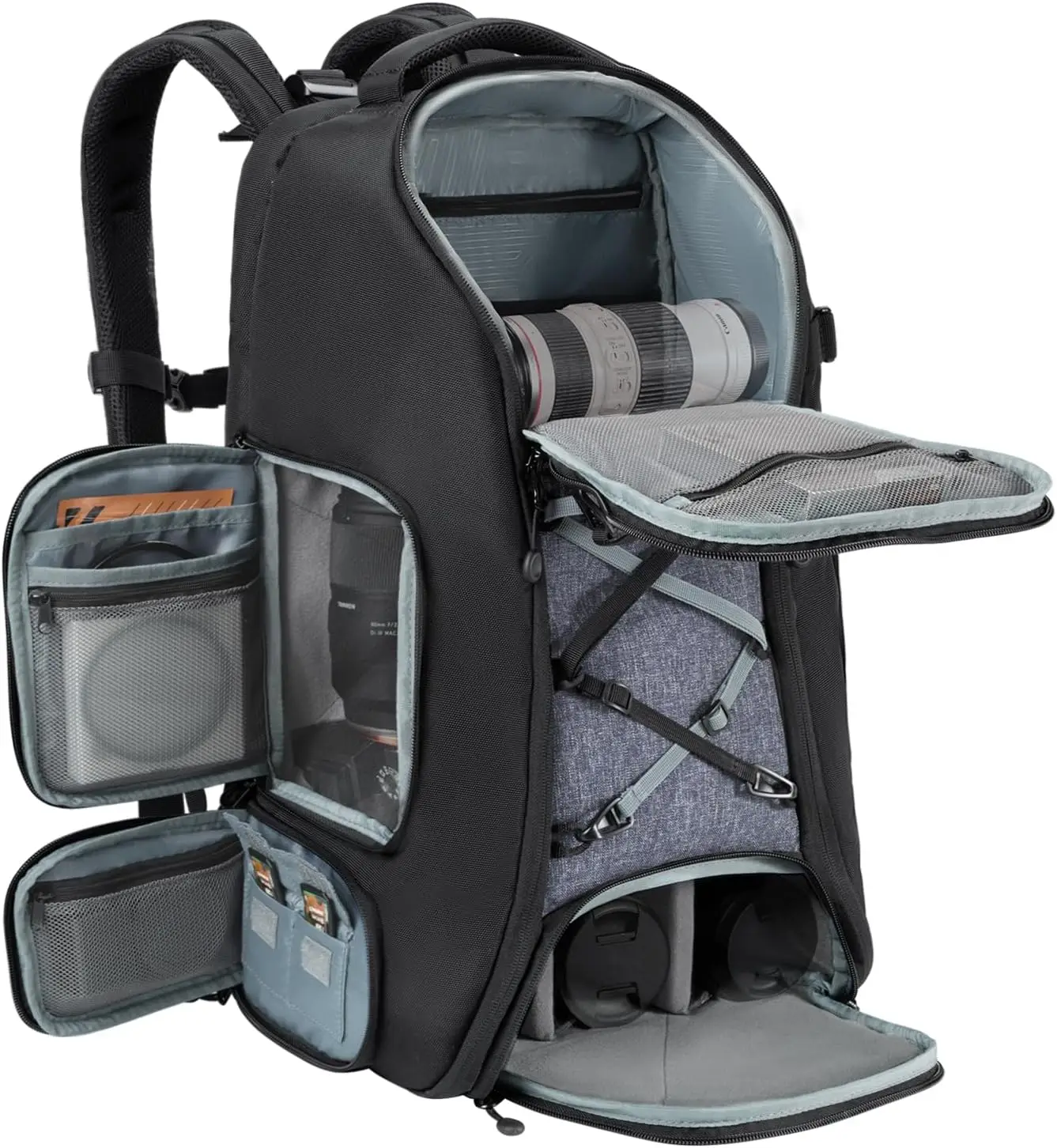 

Large Capacity Camera Backpack with Raincover & Laptop Compartment for DSLR, Mirrorless Cameras and Drones