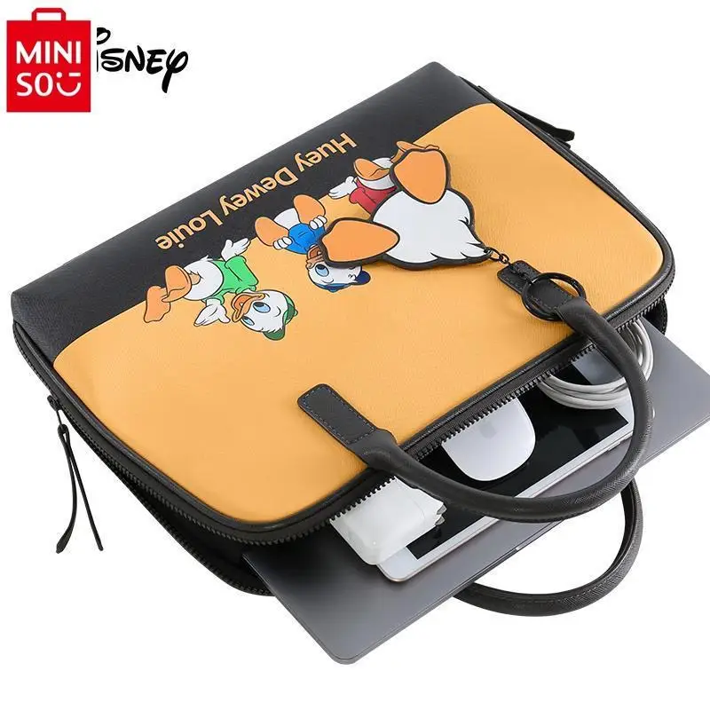 MINISO Disney Donald Duck Laptop Case 14 13 13.3 Student High Quality Multi functional Large Capacity Storage File Briefcase