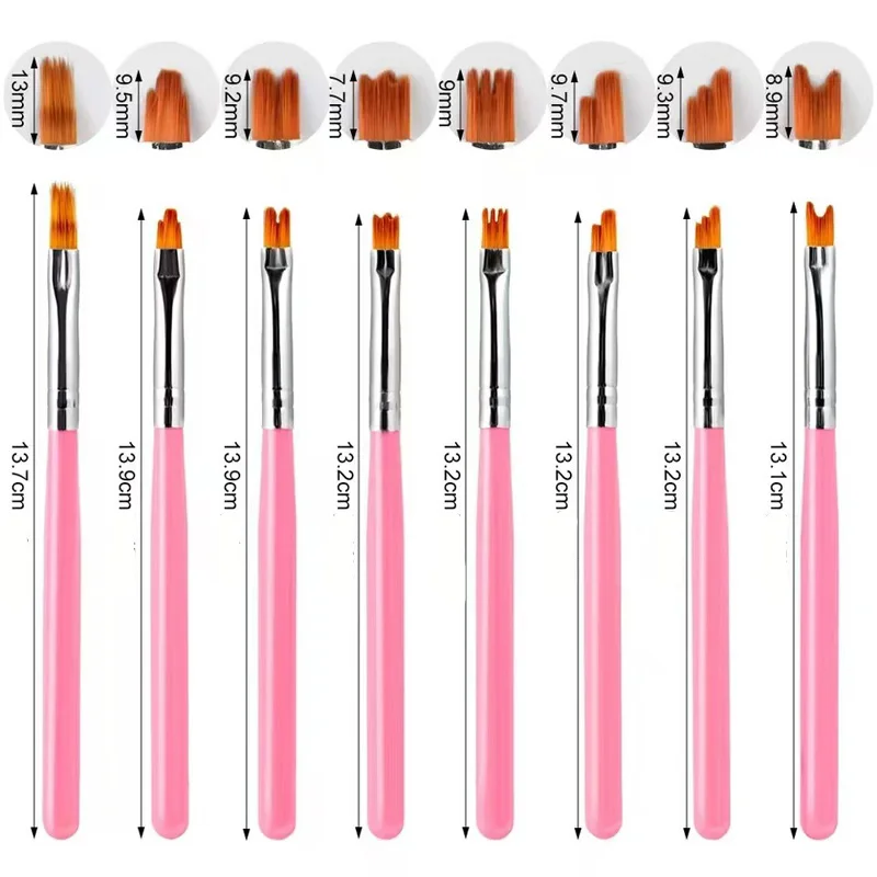 8-sets Nail Art bloempennen set roze en wit patroon bloemblaadje gekarteld Nail Art Tools Kit voor DIY manicure schoonheid