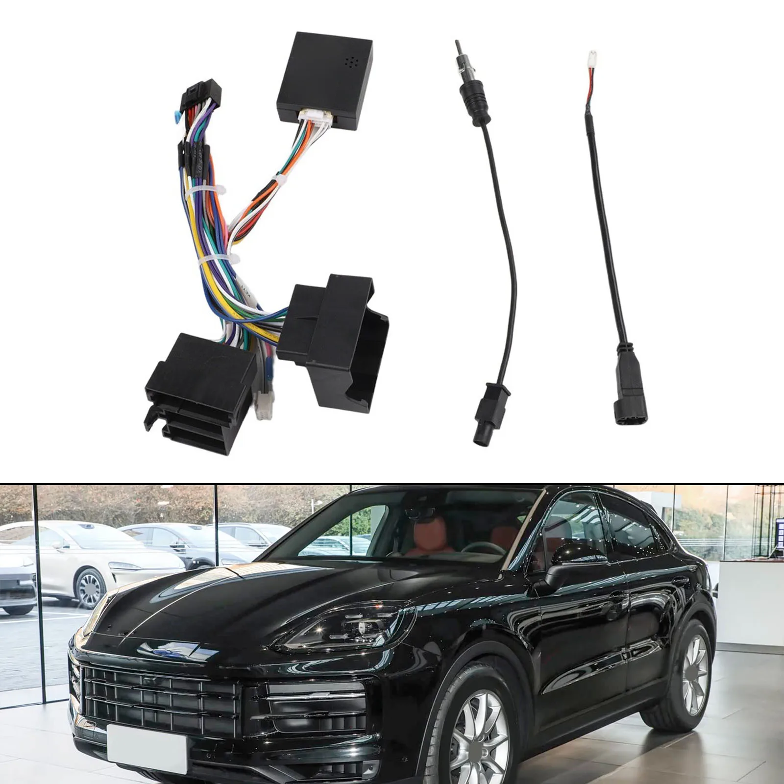 Power Wiring Harness with CAN Bus Decoder 16 Pin for Porsche For Cayenne 2003-2018 For Android Navigation Host Integration