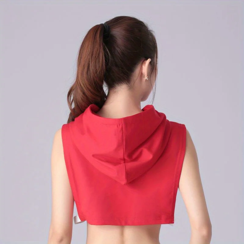 Sleeveless Hooded Short Multi-Color Optional Autumn Shirt Fake Collar Sweatshirt Hooded Stylish Multi-Function Hooded Collar