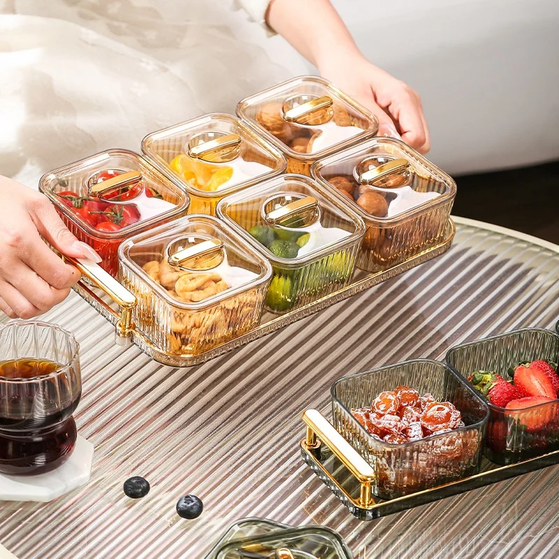 

Luxury Creative Food-Grade Covered Fruit Tray for Home Use Nut Candy Snack Tray Dry Fruit Plate Elegant Serving Dish