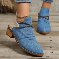 Women Ankle Boots Autumn Low square Boots Platform Sexy Ladies Khaki Pumps Boots Shoes 2023 New Winter Womens Boots