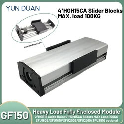 150mm Wide CNC Fully Enclosed Linear Module 150KG Load Ball Screw Sliding Table Heavy Duty Linear Guide Stage SFU1605/SFU2505