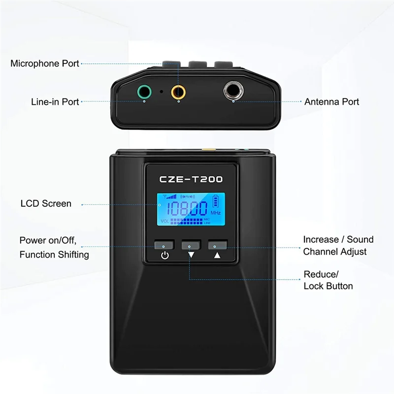 

-A99Z 0.2W 200Mw Professional FM Radio Portable Transmitter 76-108Mhz Adjustable Transmissor