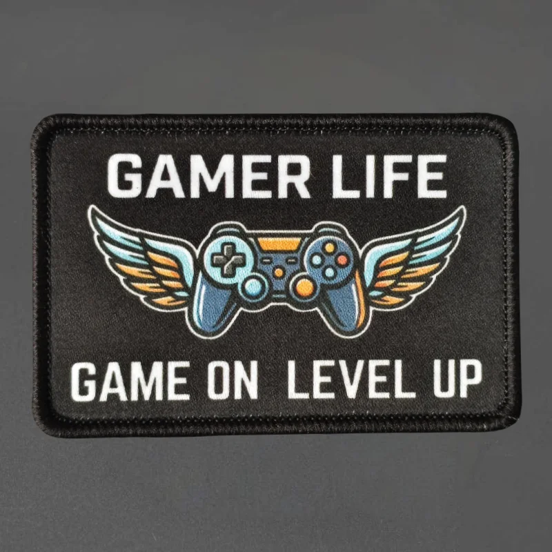 GAMER LIFE GAME ON LEVEL UP Print Patch Tactical Vest Hook&Loop Badge Backpack Decoration Stickers Armband Patches for Clothing