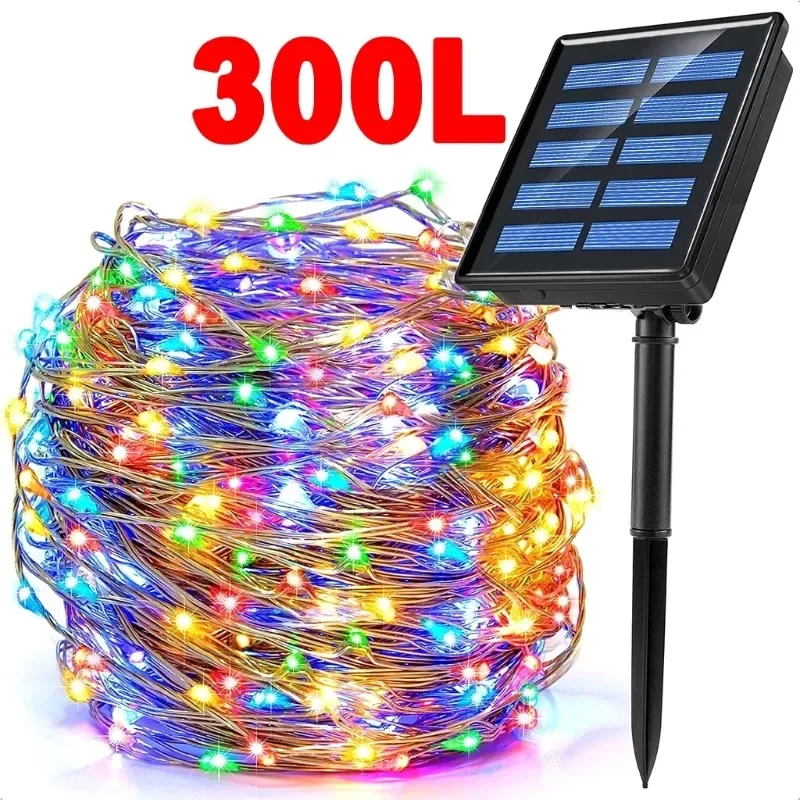 

50/100/200/300LEDs Solar Lights Outdoor Waterproof with 8Modes Fairy String Lights for Home Christmas Party Garden Tree Decor