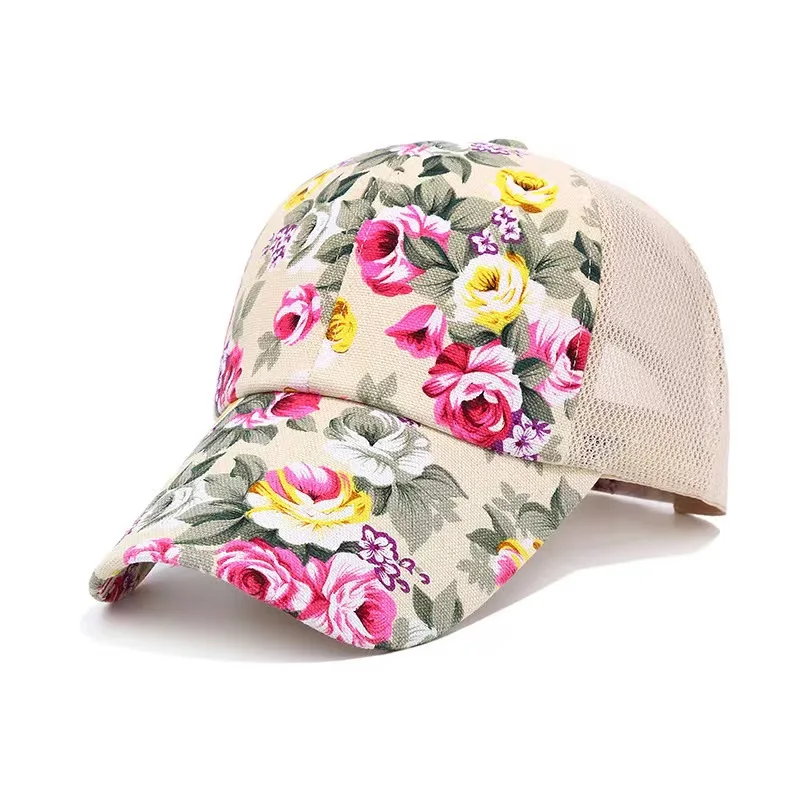 

Brand Women's Floral Baseball Cap Spring Summer Casual Cotton Flower Tie Dye Snapback Caps for Women Bone Gorras Ladies Sun Hats