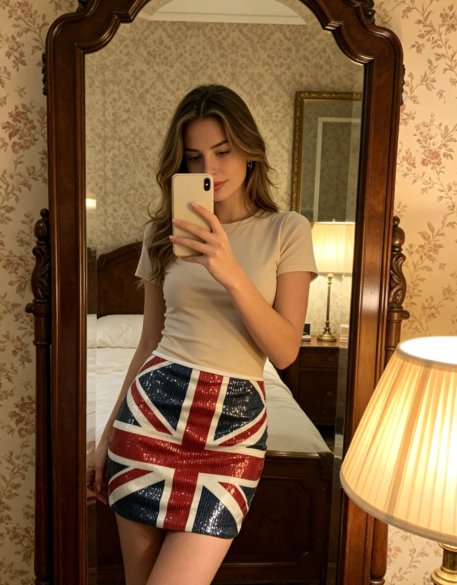 European and American Summer Hot Girl Style Distinctive Leg Long Short Skirt Wearing Flag Sequin Skirt
