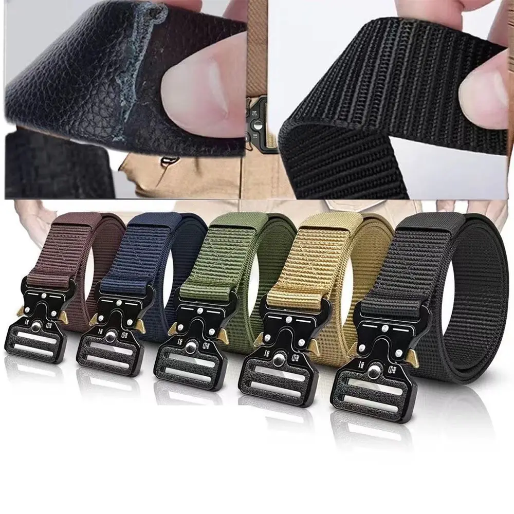 

Multi Function Outdoor Sport Men Belt Big Size Cloth Fabric Combat Canvas Belt Buckle Belt Outdoor Hunting