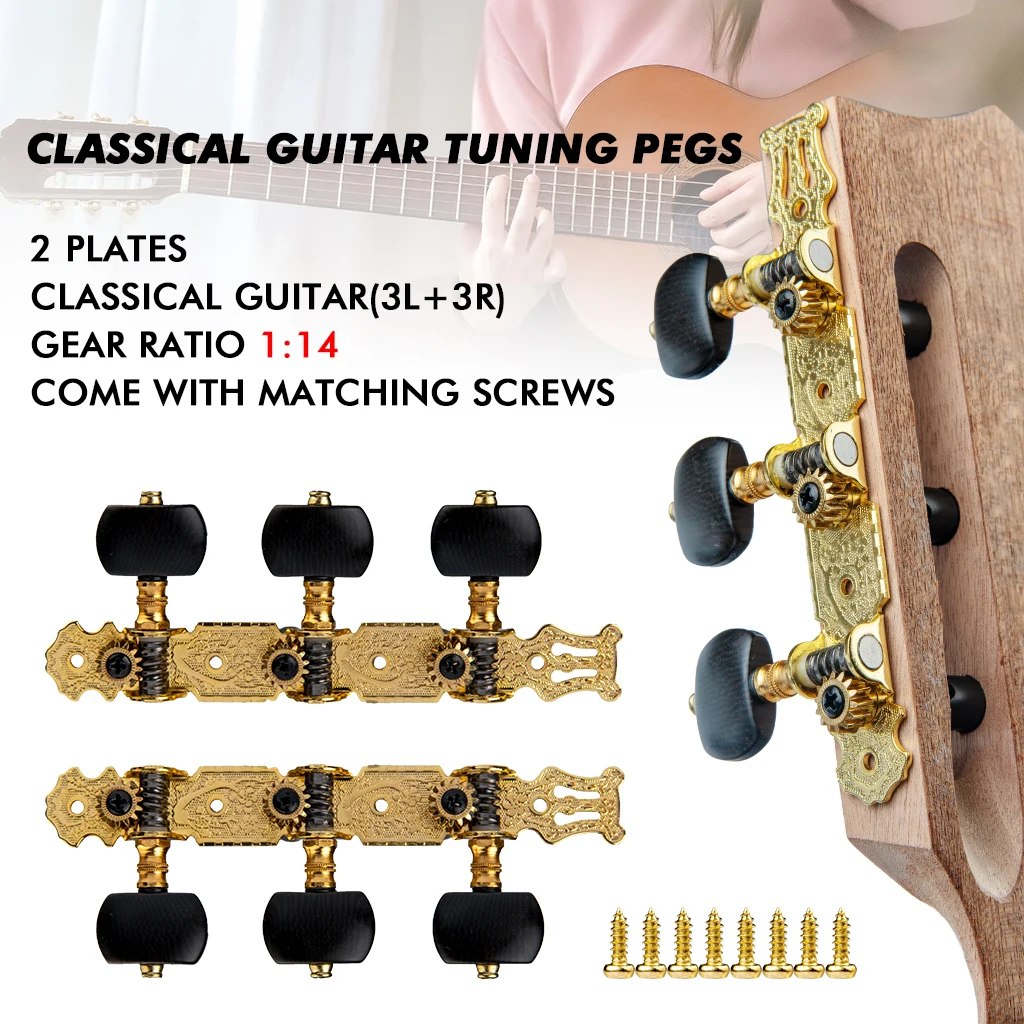 

Alice Guitar Accessories Tuning Pegs AO-020V3P(N) Open Guitarra Machine Heads Classical Guitar String Tuning Key Peg W/Screws