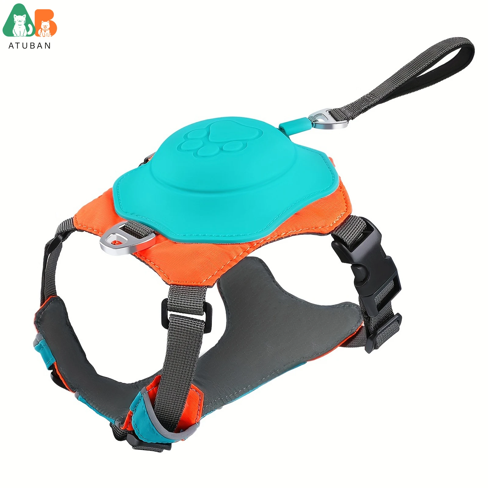 

ATUBAN Retractable No-Pull Dog Harness, Auto-Stop Rope for Safety Use, Adjustable Reflective Oxford Easy Control for all dogs