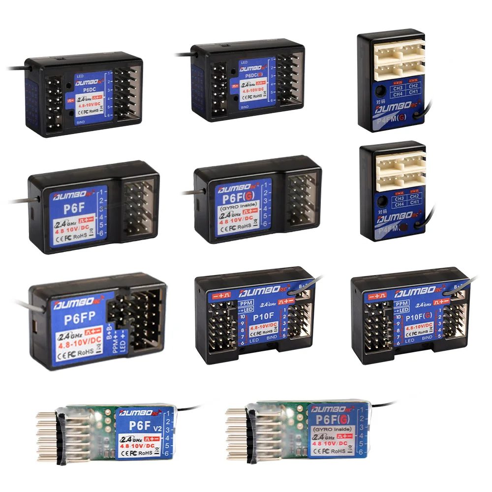 DUMBORC Récepteur 2,4 GHz P6F P6F(G) P6DC P6DC(G) P4FM(G) P4FM P6FP P10F P10F(G) Récepteur avec gyroscope/sans gyroscope pour bateau de voiture RC