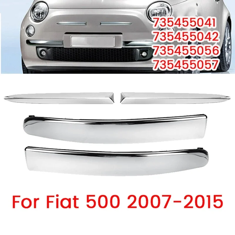 

X-T 4 шт. хромированные накладки на передний бампер, набор накладок для FIAT 500 2007-2015, внешняя планка, замена нижней и верхней панели отделки