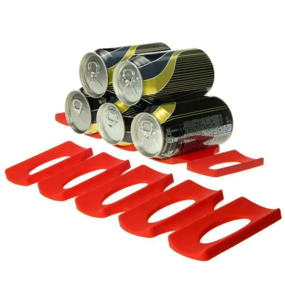 Red Silicone Fridge Can Beer Wine Bottle Rack Holder Mat Stacking Tidy Tool Kitchen Gadgets Silicone Can Holder Mat Organizer