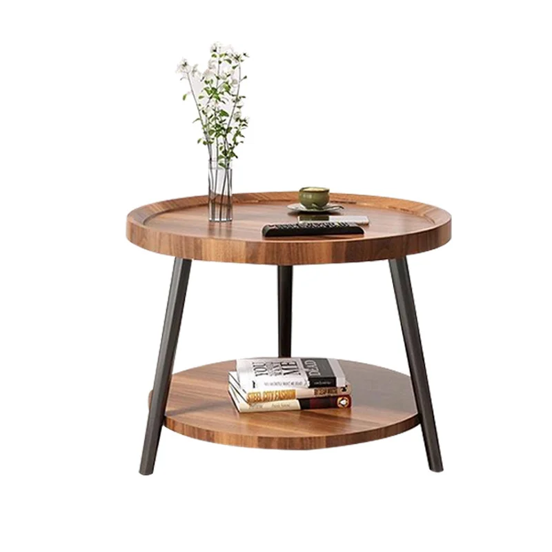 Modern Minimalist and Exquisite Circular Coffee Living Room Furniture, Wooden Bed Top, Hot Selling Mini Side Table