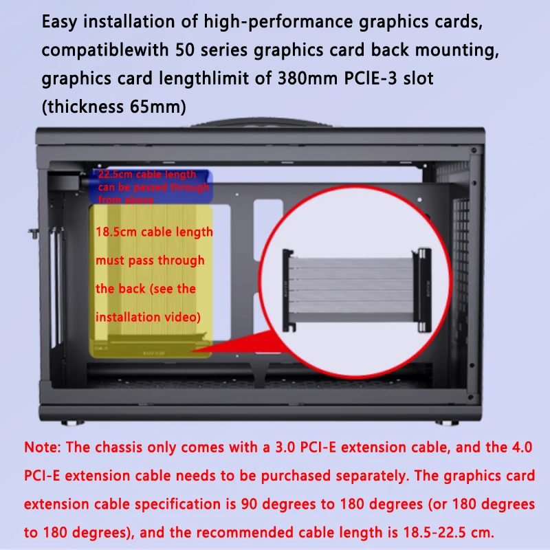 WeiJie PRO ITX Computer Case Support SFX Power Supply/ITX motherboard/graphics card（L） ≤380mm/Side-transparent portable case
