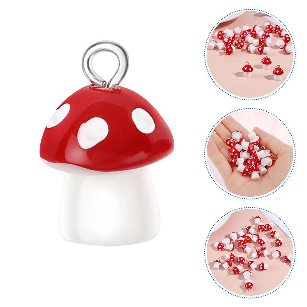 

20 Pcs Mushroom Pendant Keychain Charms Bulk Necklace Cute Bracelet Resin Small for Jewelry Making