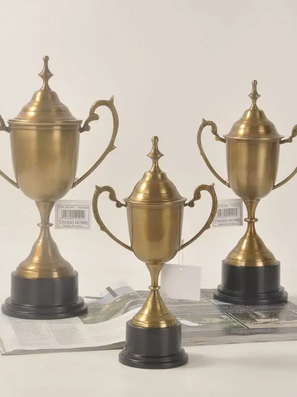 India imported metal brass trophy study office ornament desktop model room soft decoration ornament