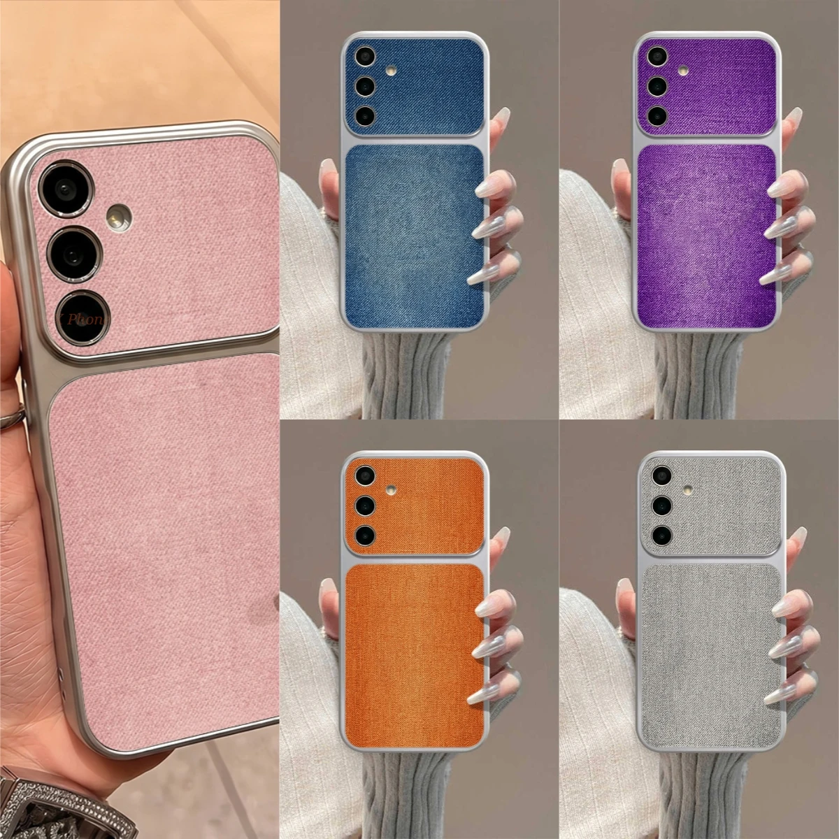 Fine Multicolored Check Pattern Phone Case For Samsung S26 Ultra Faux Leather S26 Plus S25 S24 S23 Ultra A56 A36 A26 Back Case