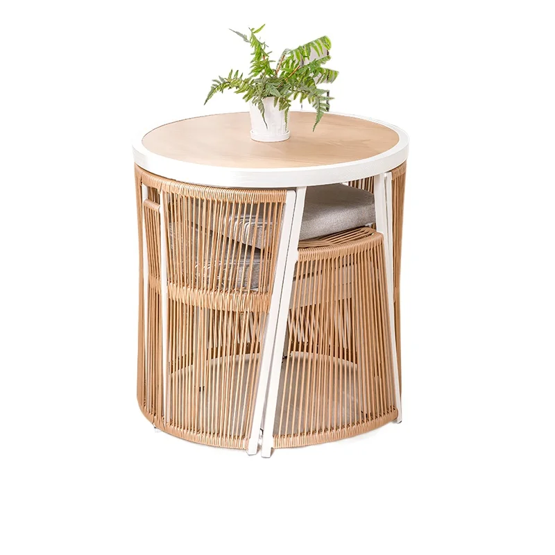 

Balcony table and chair household leisure tea table rattan chair combination small apartment table and chair three-piece set
