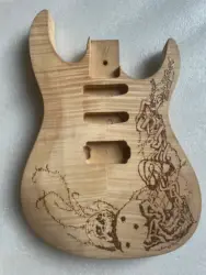 Rare Unfinished Guitar Body, Basswood Flame Maple Veneer, Carved Pattern, Musical Instruments, Wooden Parts, DIY Accessory