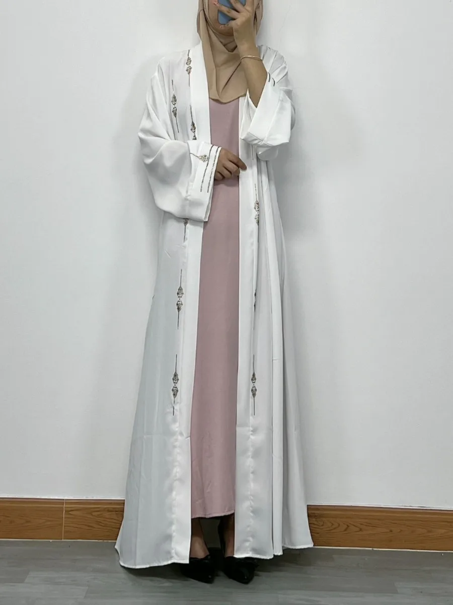 Women Eid Muslim Abaya Modest Long Robe Pearls Loose Ramadan Morocco Dubai Cardigan Diamonds Abayas Kaftan Vestidos Arab