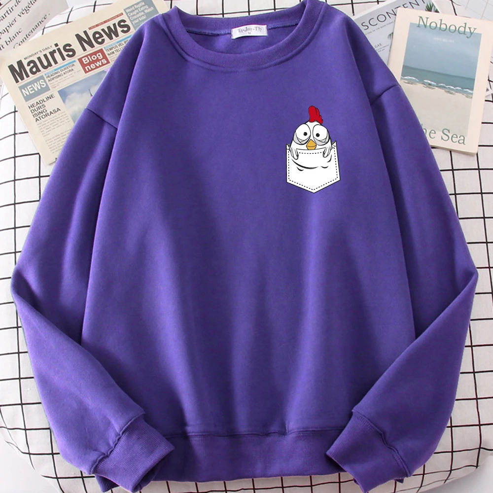 

Chicken In Pocket Print Women Sweatshirt Fashion Comfortable Clothing Autumn Fleece Pullovers Unisex Casual All-Match Top