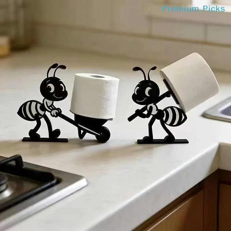 portable1/2 PCS Cute Cartoon Ant Toilet Paper Holder Sturdy Anti-fall Base Creative Decor for Washroom Bathroom