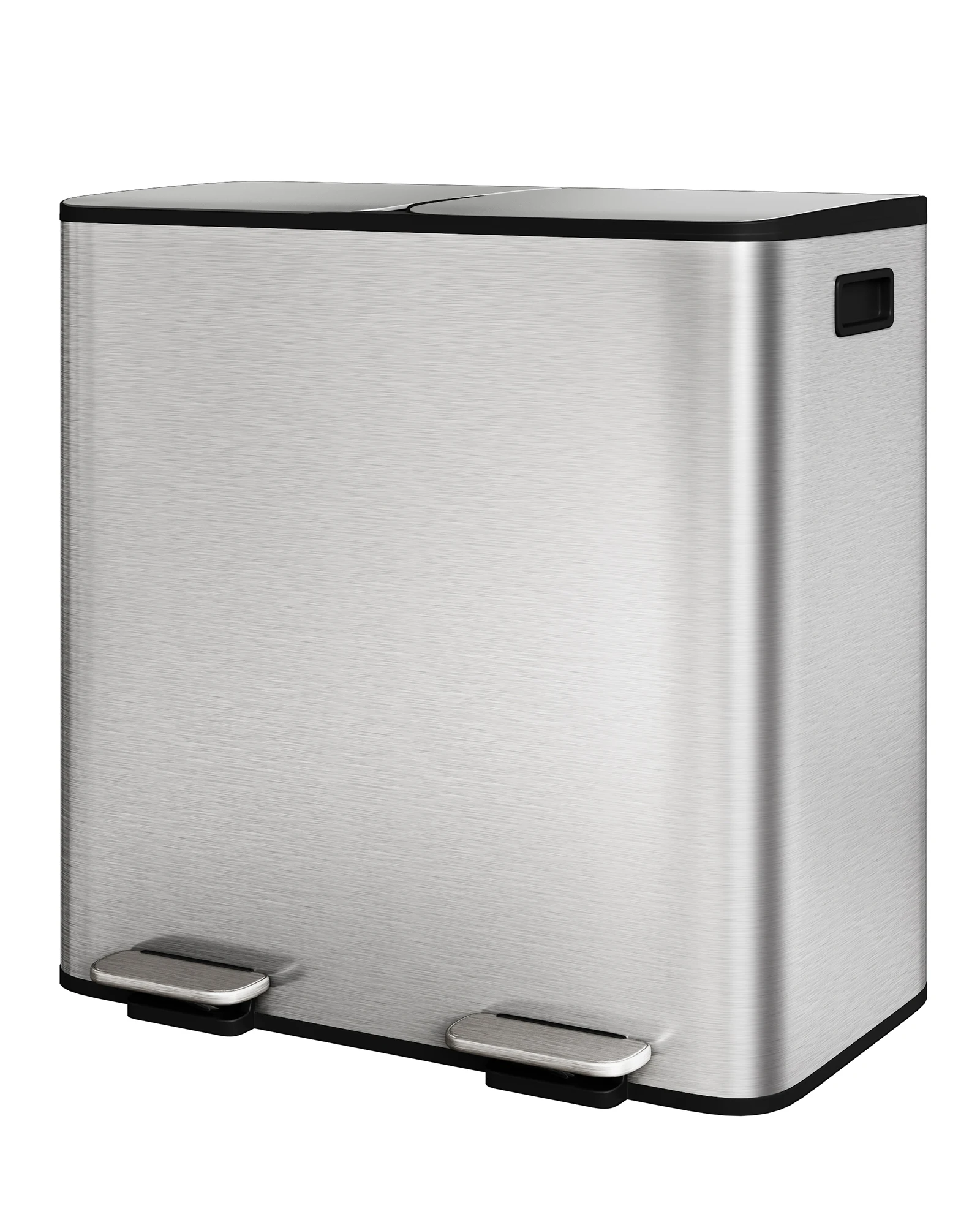 Dual Compartment Trash Can, Garbage Can for Kitchen Recycling, Step Trash Bin, Stainless Steel Trash and Recycle Bin Combo with Soft-Close Lid - 2x40L