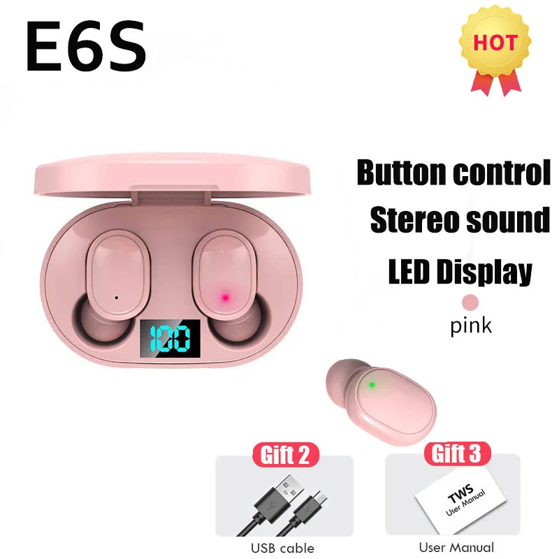 A6S TWS Kopfhörer Drahtlose Bluetooth-Kopfhörer Touch-Control-Ohrhörer mit HD-Mikrofon Sport-Wasserdichtes Headset für iPhone