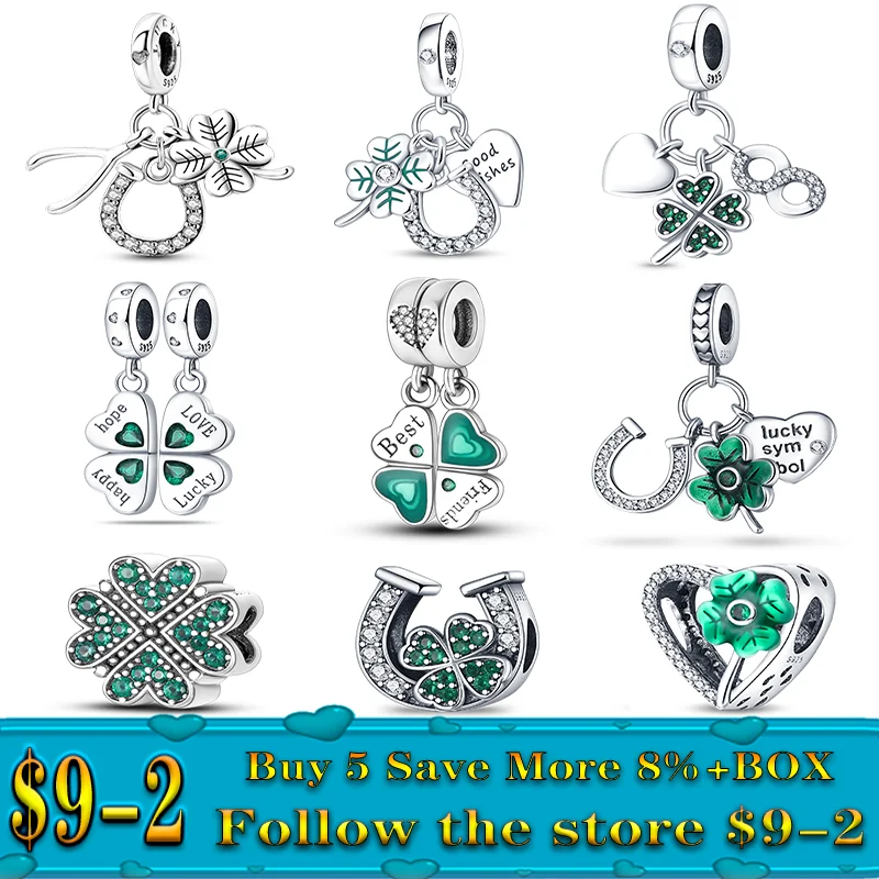 

2023 Fashion Spring Lucky Four Leaf Clover Series 925 Sterling Silver Charms Beads Fit Pandora 925 Original Bracelet DIY Jewelry