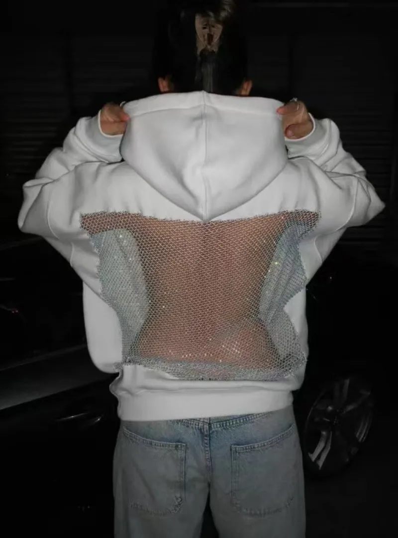 Streetwear topo moda sem costas sexy senhoras hoodie y2k nova personalidade americana gótico harajuku roupas tendência casual moletom