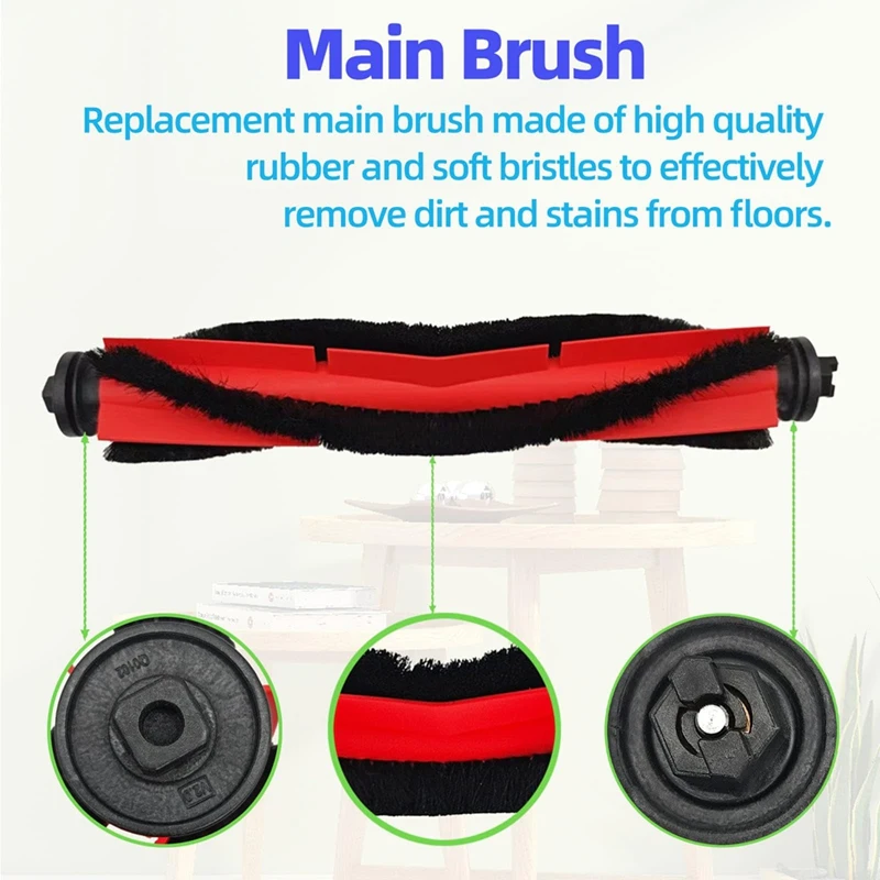 مجموعة ملحقات قطع الغيار AD24 متوافقة مع المكنسة الكهربائية Roborock Q5 Q5+ Q5 Plus، والفرشاة الرئيسية والفرش الجانبية