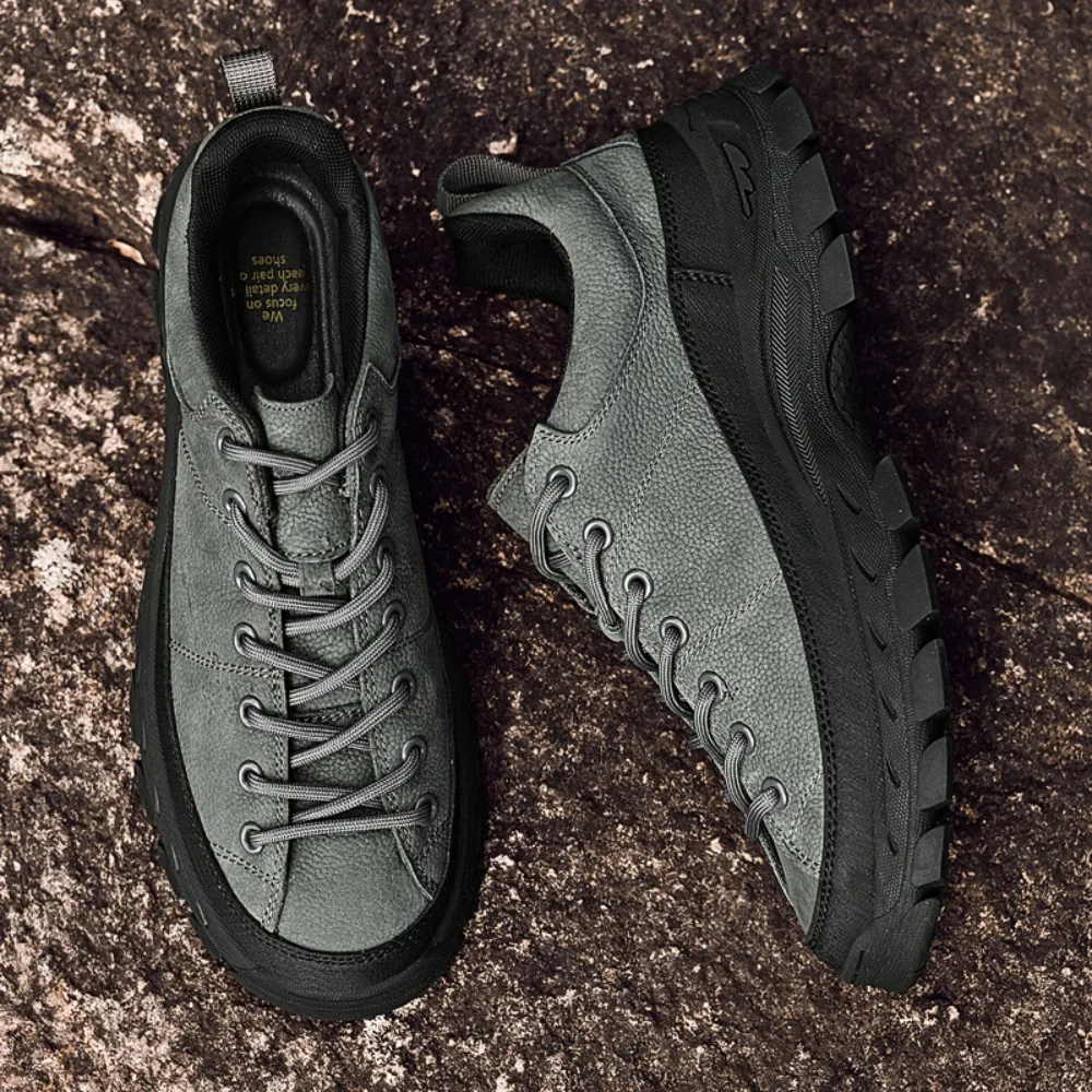 

2025 Leather Men's Hiking Shoes Waterproof Anti Slip Outdoor Trekking Sneakers Men Platform Climbing Shoes For Man Walking Shoes