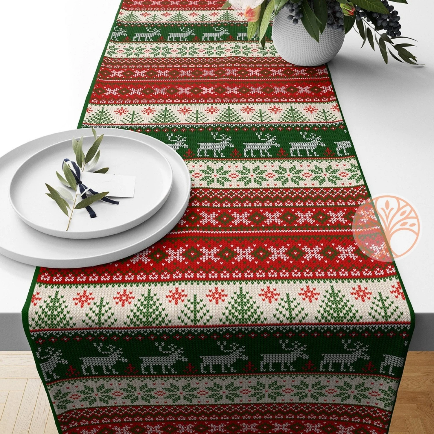 Christmas Table Runners|Winter Trend Table Runner|Xmas Holly Berry Home Decor|Xmas Red Socks Table Decor