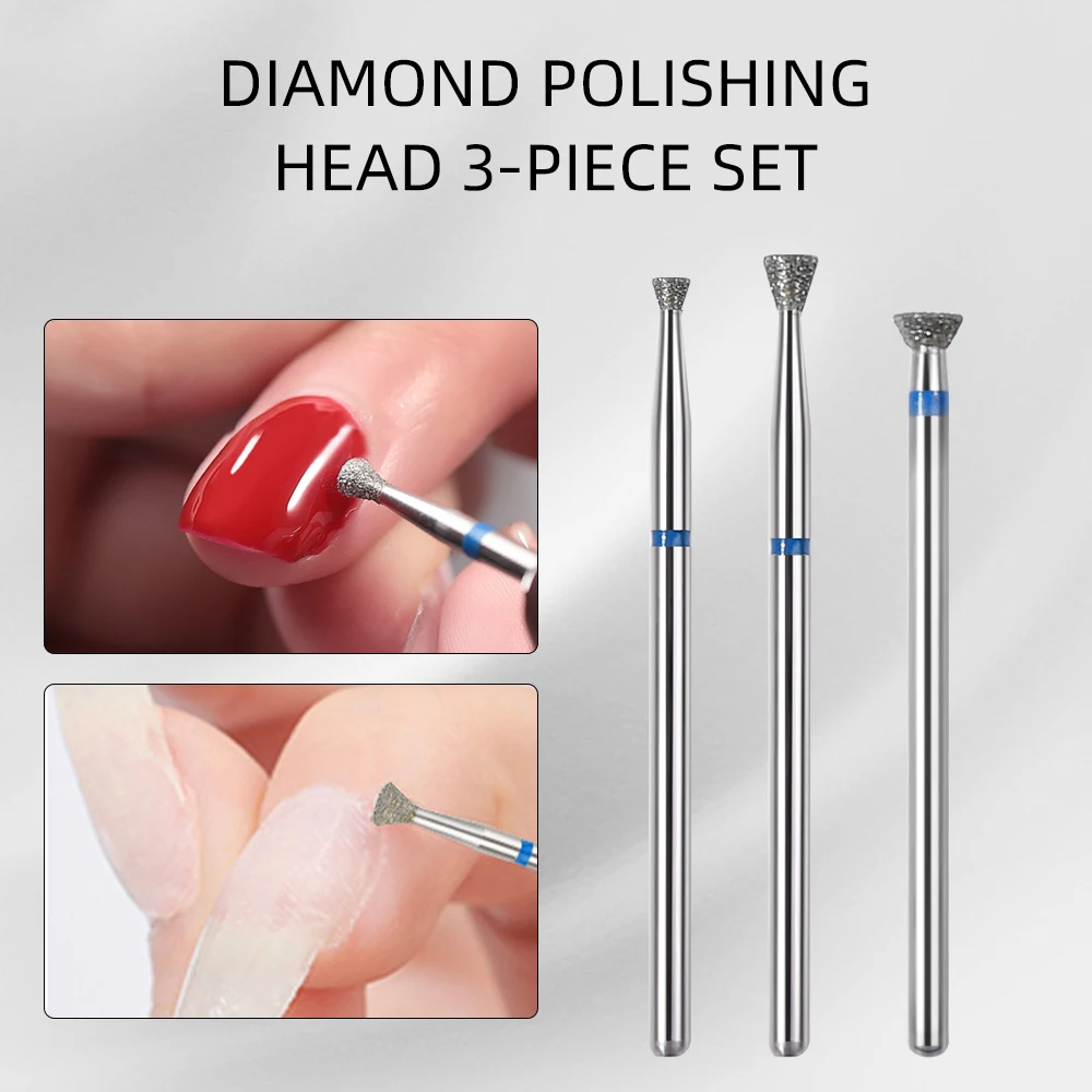 

3 шт., набор сверл для ногтей из алмазов и материала, профессиональные инструменты для полировки ногтей для формирования и разглаживания акриловых/гелевых ногтей