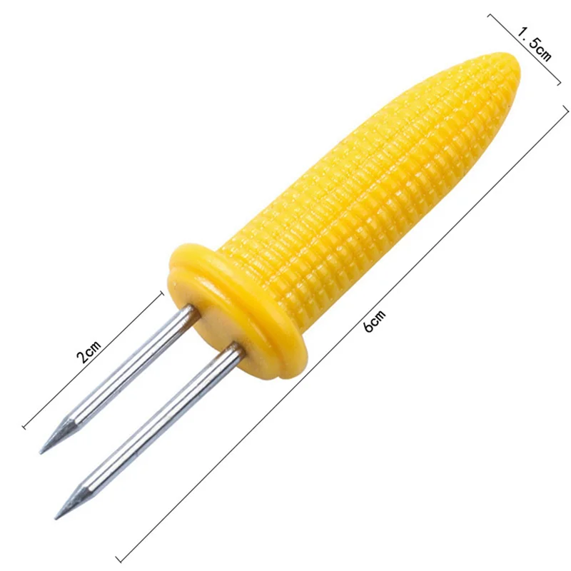 A04G-12 Pieces Of Corn Rack Corn On The Cob Stainless Steel Corn Rack Fork Skewers With Silicone Handle