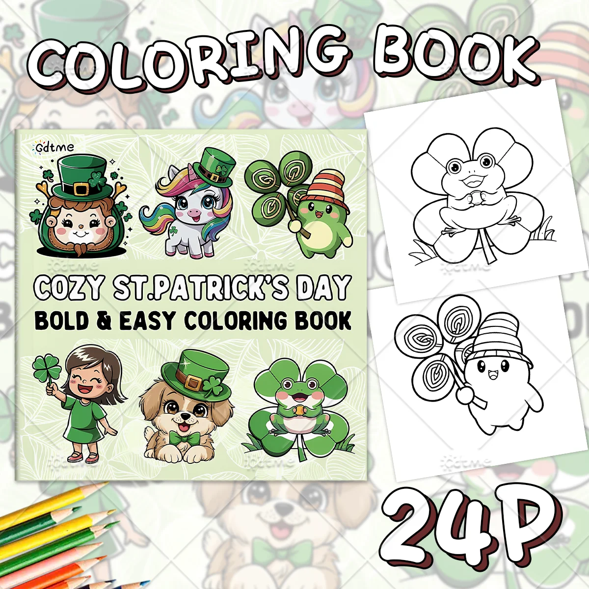 COZY ST.PATRICK'S DAY Coloring Book for Adults - 24 Pages Graffiti Drawing Painting Books for Relaxation and Creative Expression