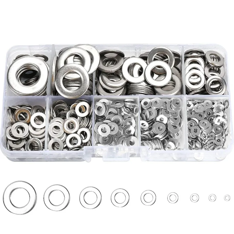 

ZEXEF 360/580pcs 304 Stainless Steel Flat Washers Set, Perfect For Home Decor, Factory Repair, Kitchens, Shops & More