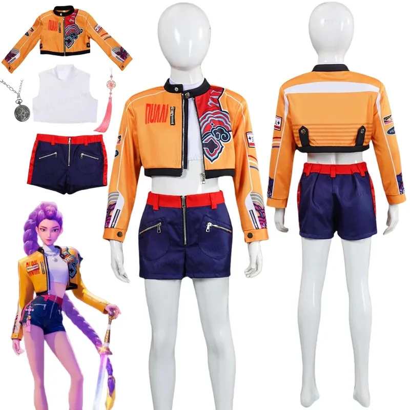 

2026 New Kids Girls Kpop Rumi Demon Hunters Cosplay Huntrix Costume Fantasy Disguise Clothing Idol Roleplay Halloween Carn ★☆❤★☆