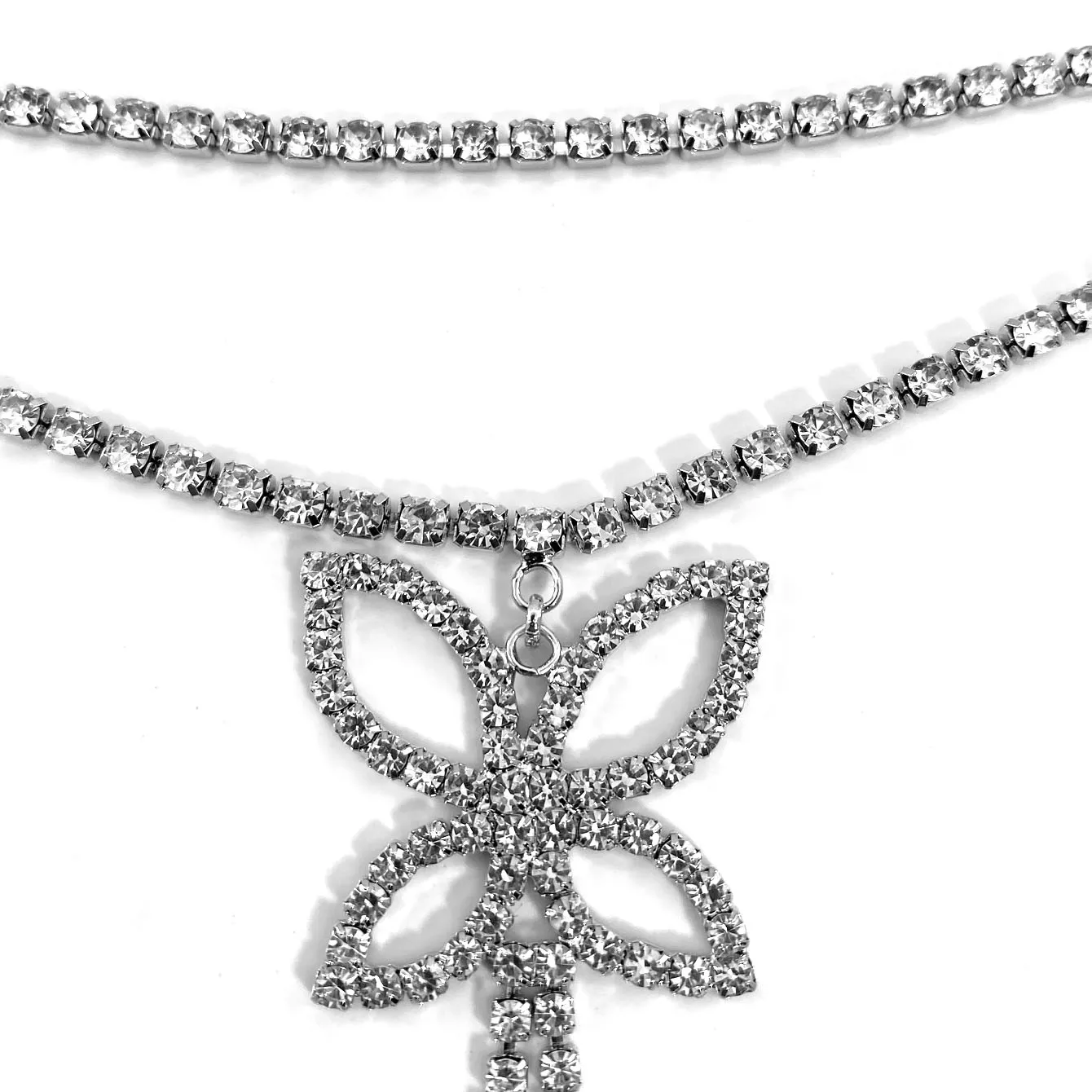 Sexy Multi-Layer Rhinestone Waist Chain Bikini Accessory with Butterfly Knot Body Jewelry for Party Beachwear
