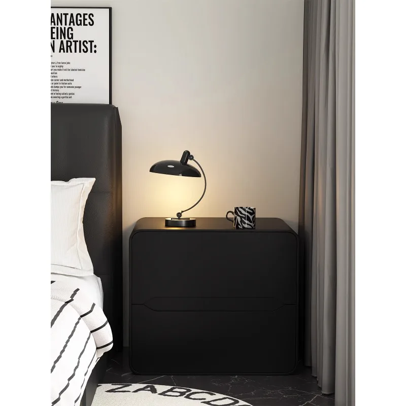 

Solid wood bedside table light luxury high-end black small cabinet simple modern home bedroom minimalist storage cabinet