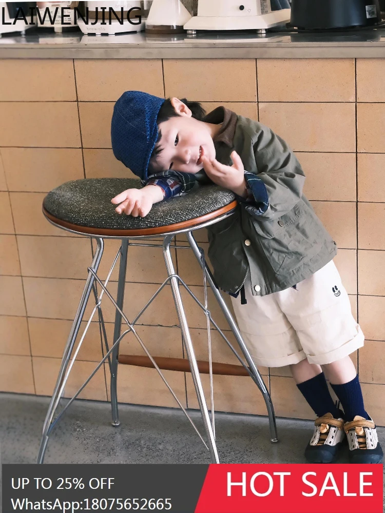 كرسي بار من الحديد المطاوع الناعم مقعد مرتفع الحد الأدنى مسند ظهر شمالي غير رسمي #1