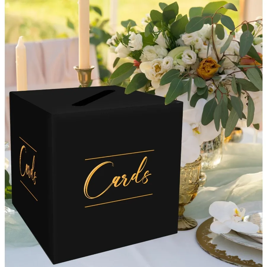 صندوق بطاقات أسود صندوق مغلف الزفاف هدية صندوق بطاقات حامل صندوق بطاقات لحفلات الزفاف وأعياد الميلاد وحفلات استقبال المولود الجديد صندوق السحب