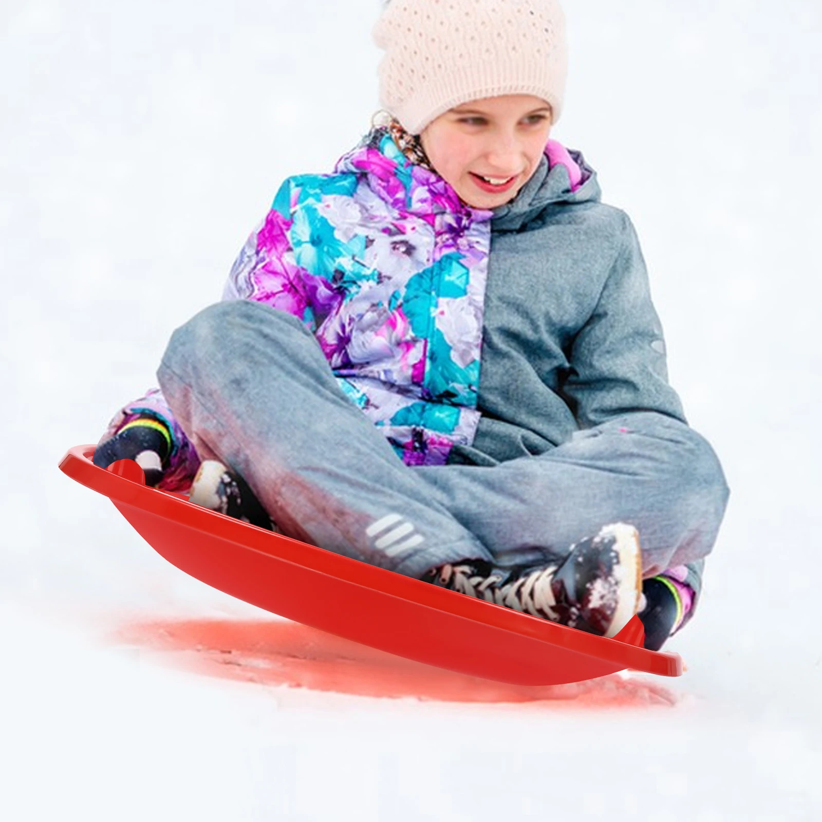 25IN Snow Scooter Snow Sledge Kids Adult Grass Skiing Flying Saucer Downhill Disc Ski Sitting Plate Winter Outdoor Playing 70KG